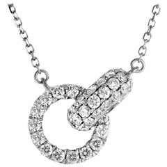 LB Exclusive 18 Karat White Gold Full Diamond Pave Small Link Pendant Necklace