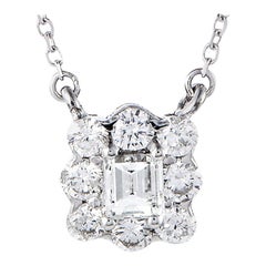LB Exclusive 18 Karat White Gold Full Diamond Pave Small Square Pendant Necklace