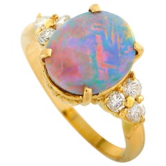 le vian chocolate diamond ring LB Exclusive 18 Karat Yellow Gold 0.30 Carat Diamond and Opal Ring