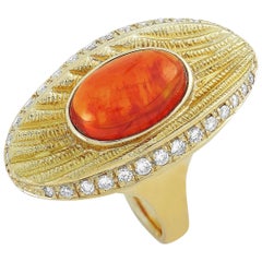 LB Exclusive 18 Karat Yellow Gold 0.47 Carat Diamond and Opal Ring LB Exclusive 18 Karat Yellow Gold 0.47 Carat Diamond and Opal Ring