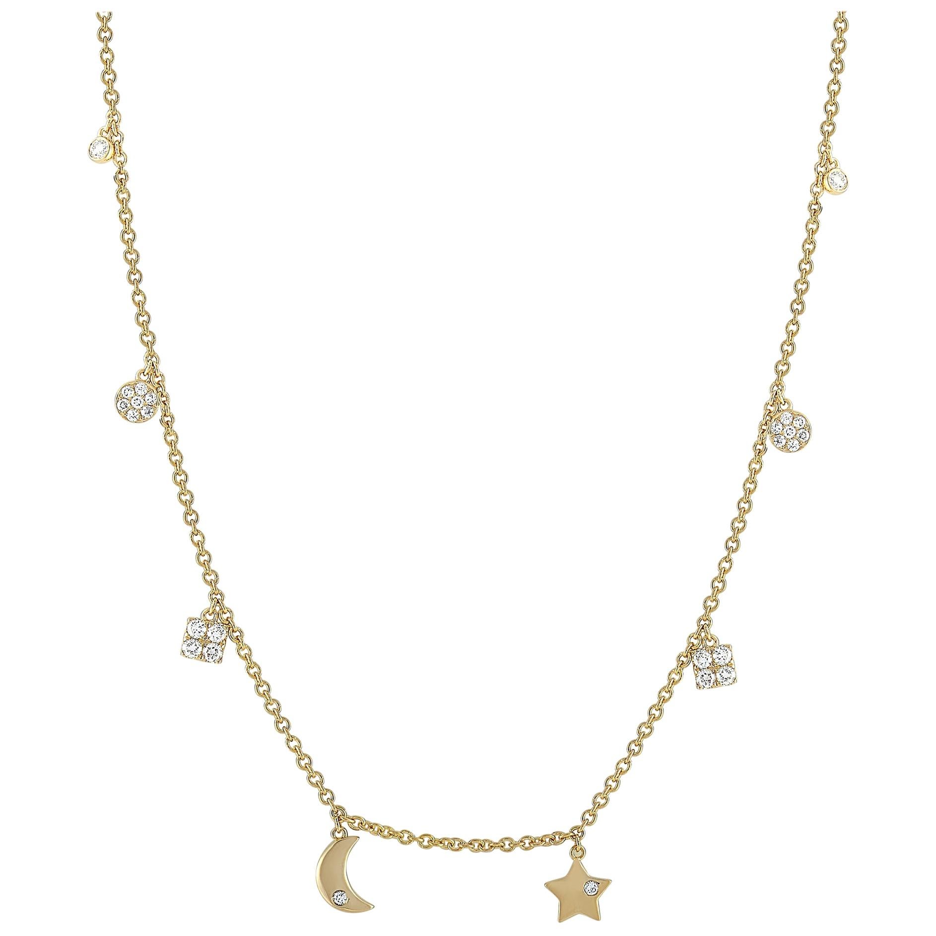 LB Exclusive 18 Karat Yellow Gold 0.50 Carat Diamond Pendant Necklace