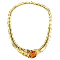 LB Exclusive 18 Karat Yellow Gold 0.75 Carat Diamond and Citrine Necklace