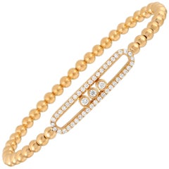 LB Exclusive 18 Karat Yellow Gold 0.80 Carat Sliding Diamond Beaded Bracelet