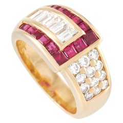 LB Exclusive 18 Karat Yellow Gold 0.95 Carat Diamond and 1.04 Carat Ruby Ring