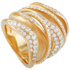 LB Exclusive 18 Karat Yellow Gold 1.90 Carat Diamond Statement Ring