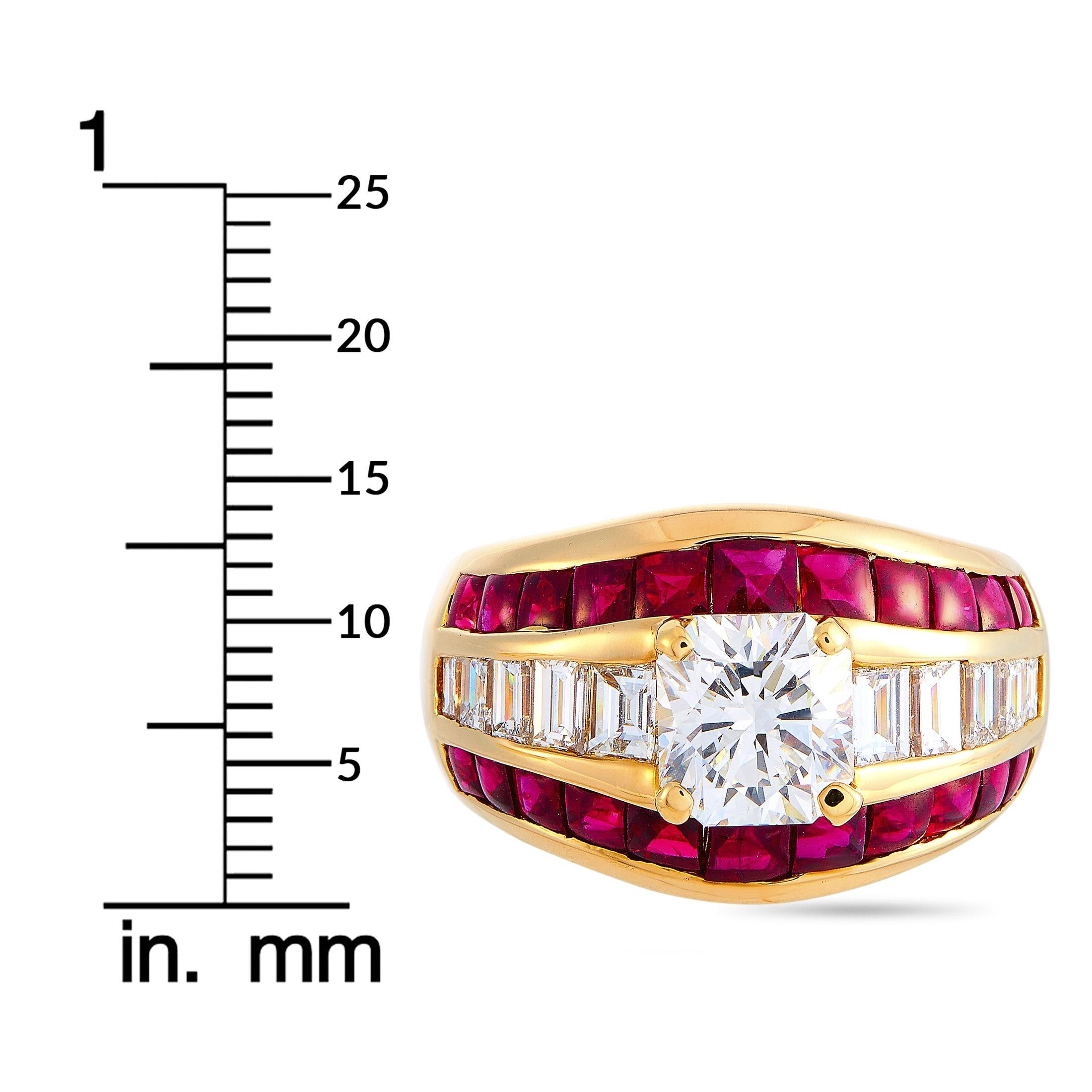 LB Exclusive 18 Karat Yellow Gold 2.72 Carat Diamond and Ruby Ring 1