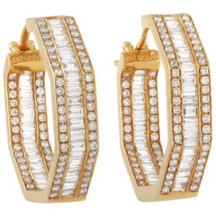 LB Exclusive 18 Karat Yellow Gold 2.75 Carat Diamond Hoop Earrings LB Exclusive 18 Karat Yellow Gold 2.75 Carat Diamond Hoop Earrings