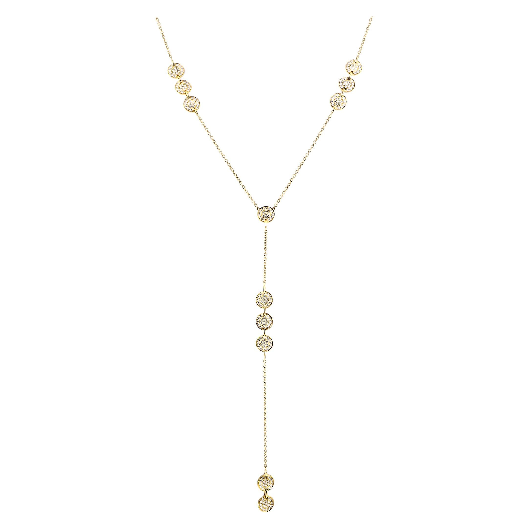 LB Exclusive 18 Karat Yellow Gold 2.90 Carat Diamond Pave Long Pendant Necklace