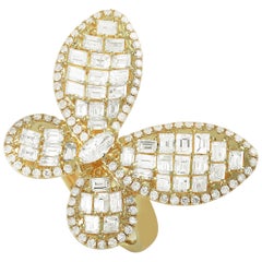 LB Exclusive 18 Karat Yellow Gold 4.33 Carat Diamond Butterfly Ring LB Exclusive 18 Karat Yellow Gold 4.33 Carat Diamond Butterfly Ring