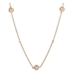 LB Exclusive 18 Karat Yellow Gold and Diamond 5 Circle Pendant Long Necklace