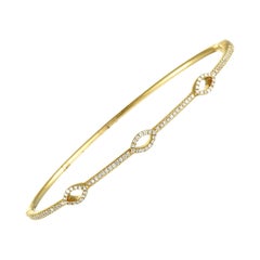 LB Exclusive 18 Karat Yellow Gold Diamond 3 Marquise Thin Bangle Bracelet