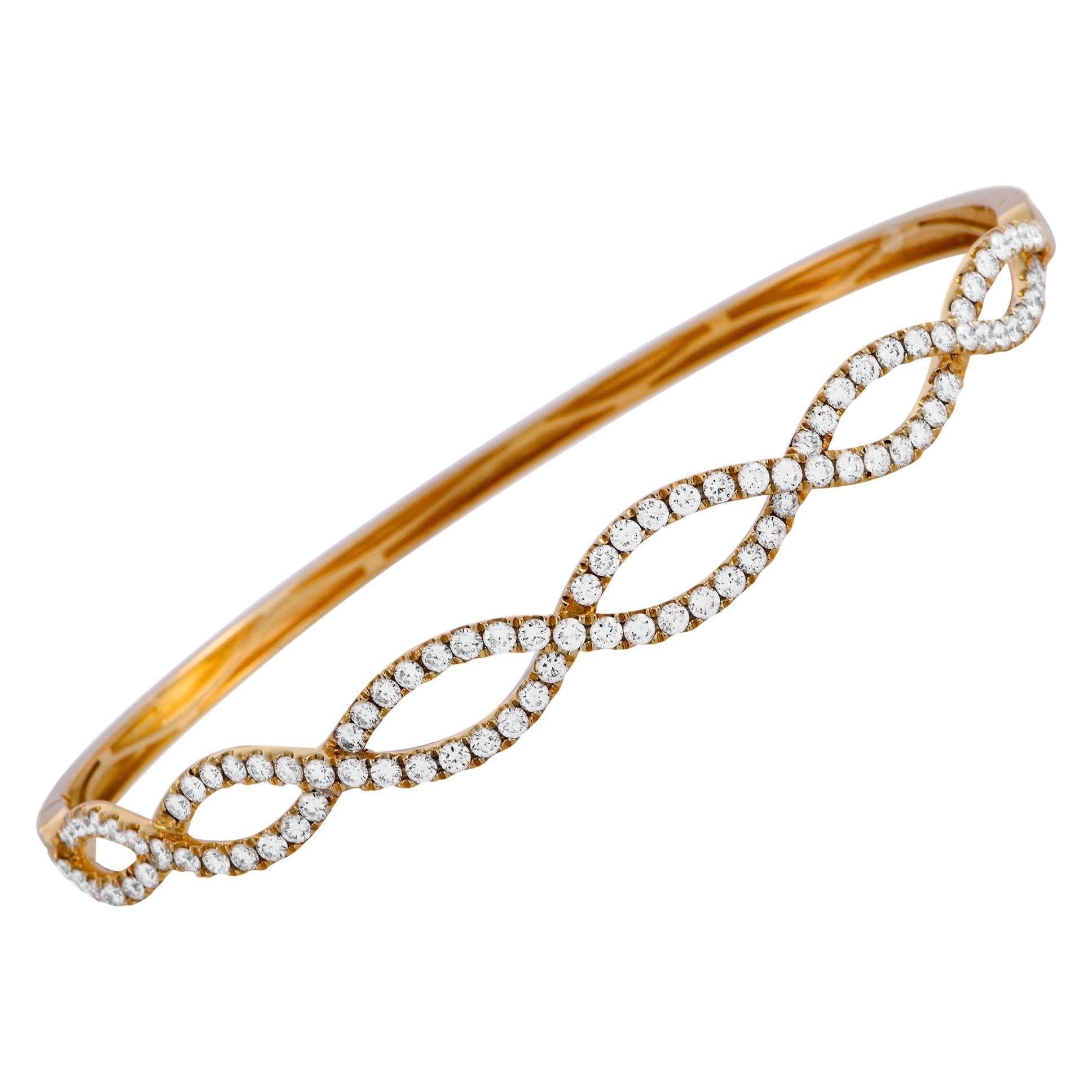 LB Exclusive 18 Karat Yellow Gold Diamond Bangle Bracelet