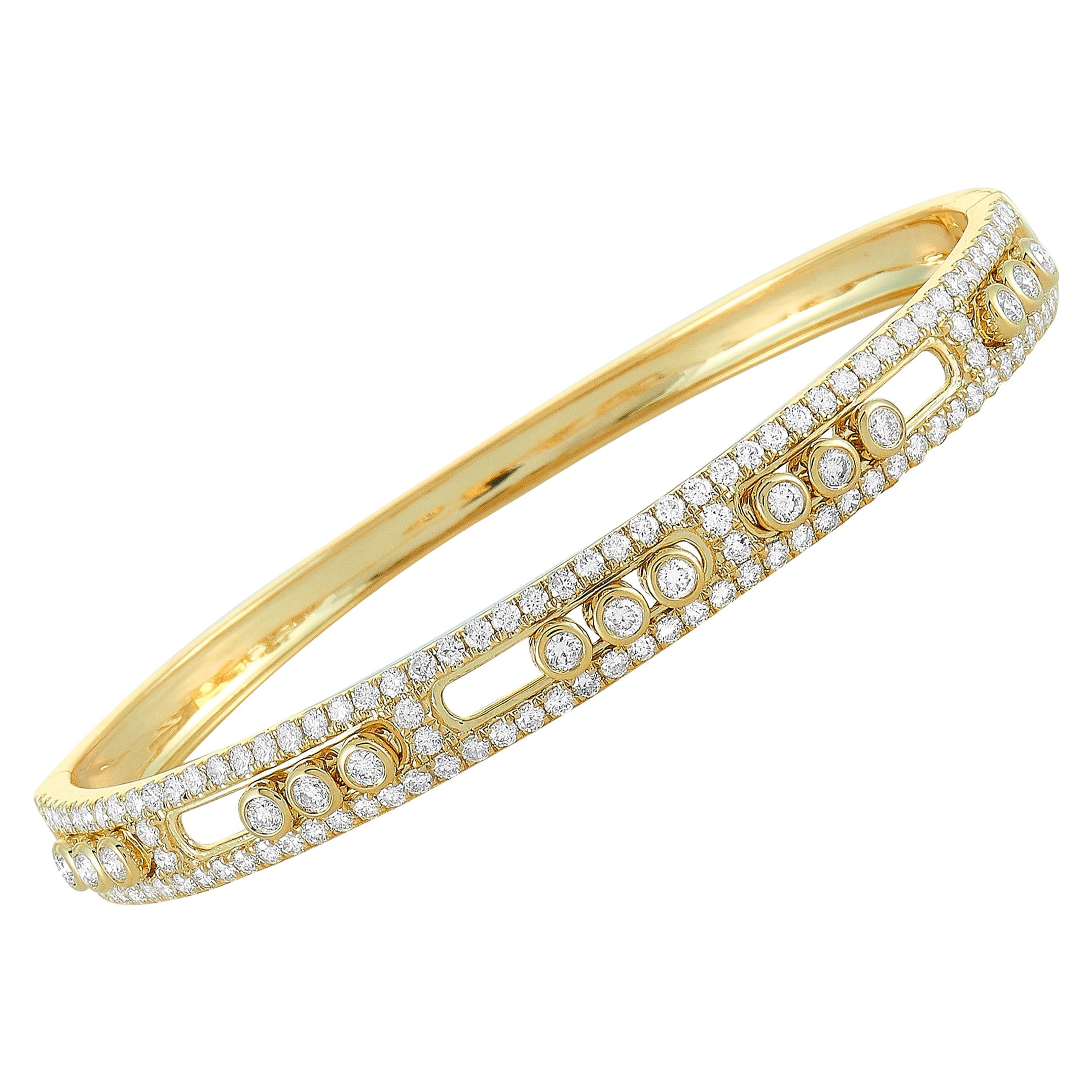 LB Exclusive 18 Karat Yellow Gold Diamond Bangle Bracelet