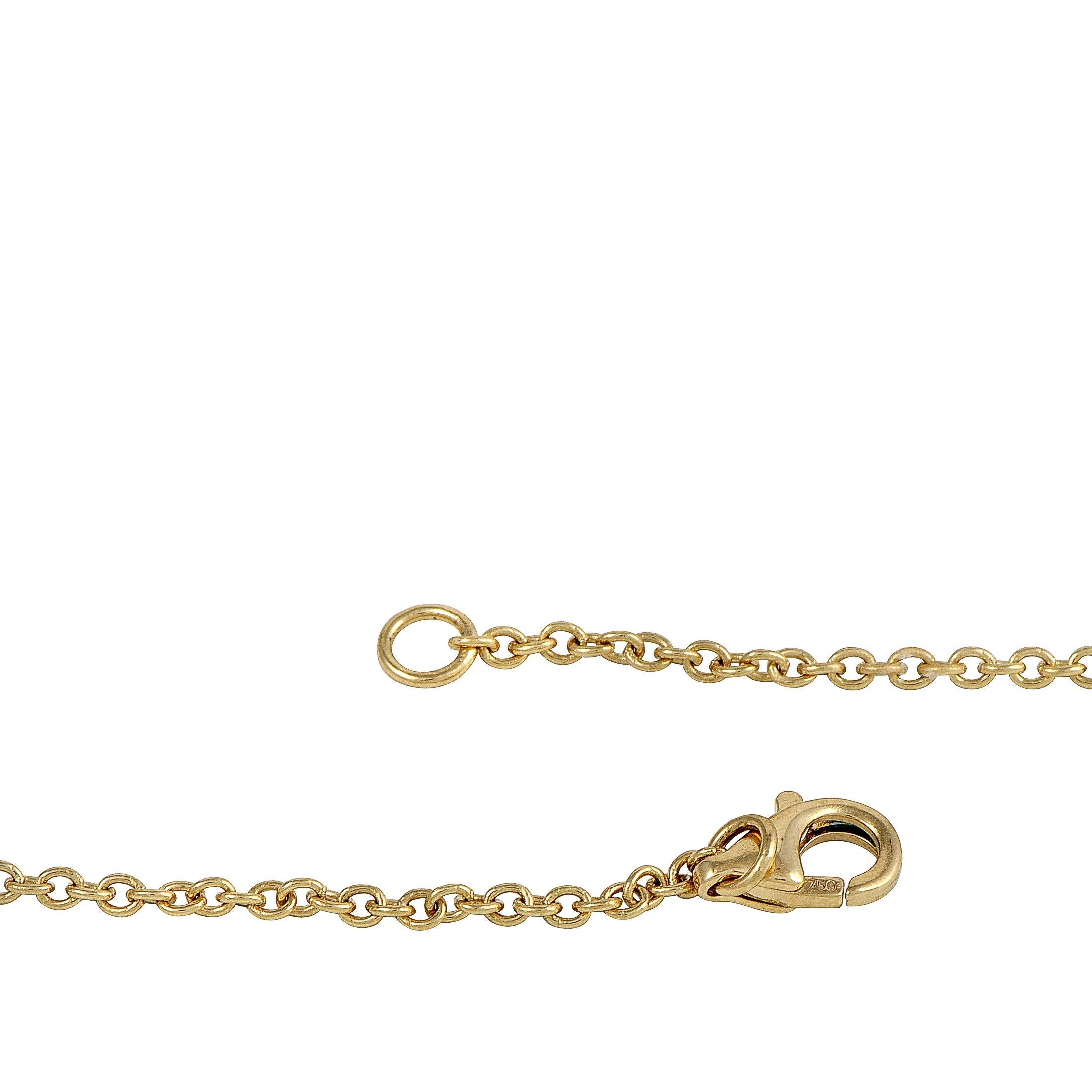 Round Cut LB Exclusive 18 Karat Yellow Gold Diamond Pendant Necklace
