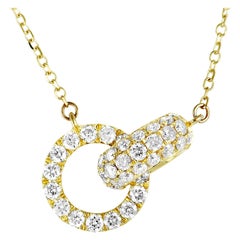 LB Exclusive 18 Karat Yellow Gold Full Diamond Pave Small Link Pendant Necklace