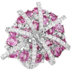 LB Exclusive 18K Gold 2.40 Carat Diamond and 7.65 Carat Pink Sapphire Statement