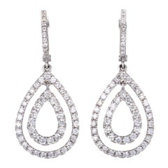 LB Exclusive 18K Gold Full Diamond Openwork Double Teardrop Dangle Snap Earrings