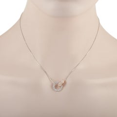 LB Exclusive 18K Rose and White Gold 1.00 ct Diamond Interlocking Circles Neckla