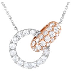 LB Exclusive 18K Rose and White Gold 1.00 ct Diamond Interlocking Circles Neckla