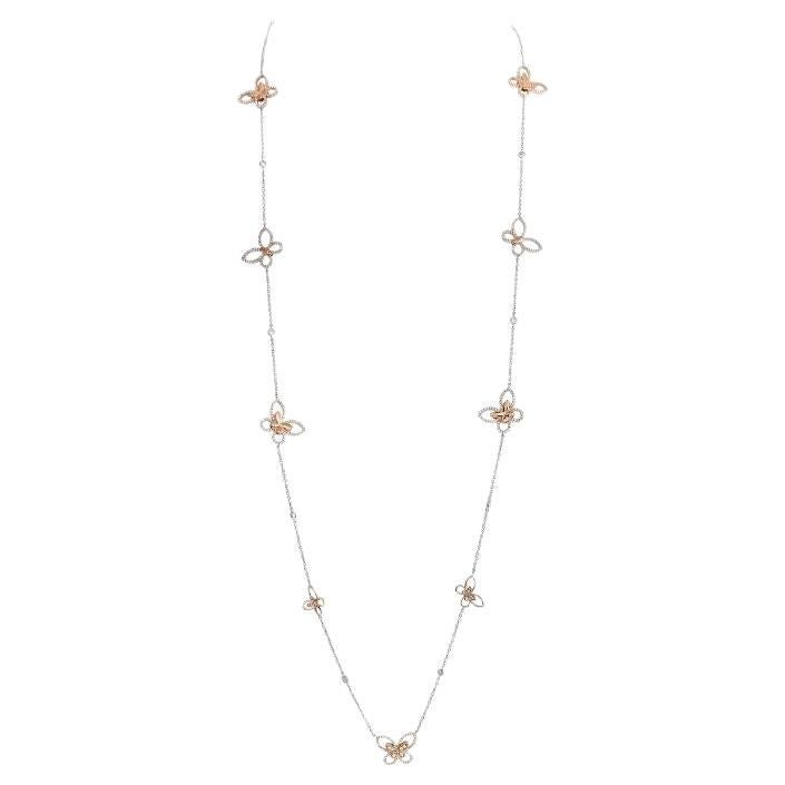 LB Exclusive Collier long papillon en or rose et blanc 18 carats avec 5,0 carats de diamants
