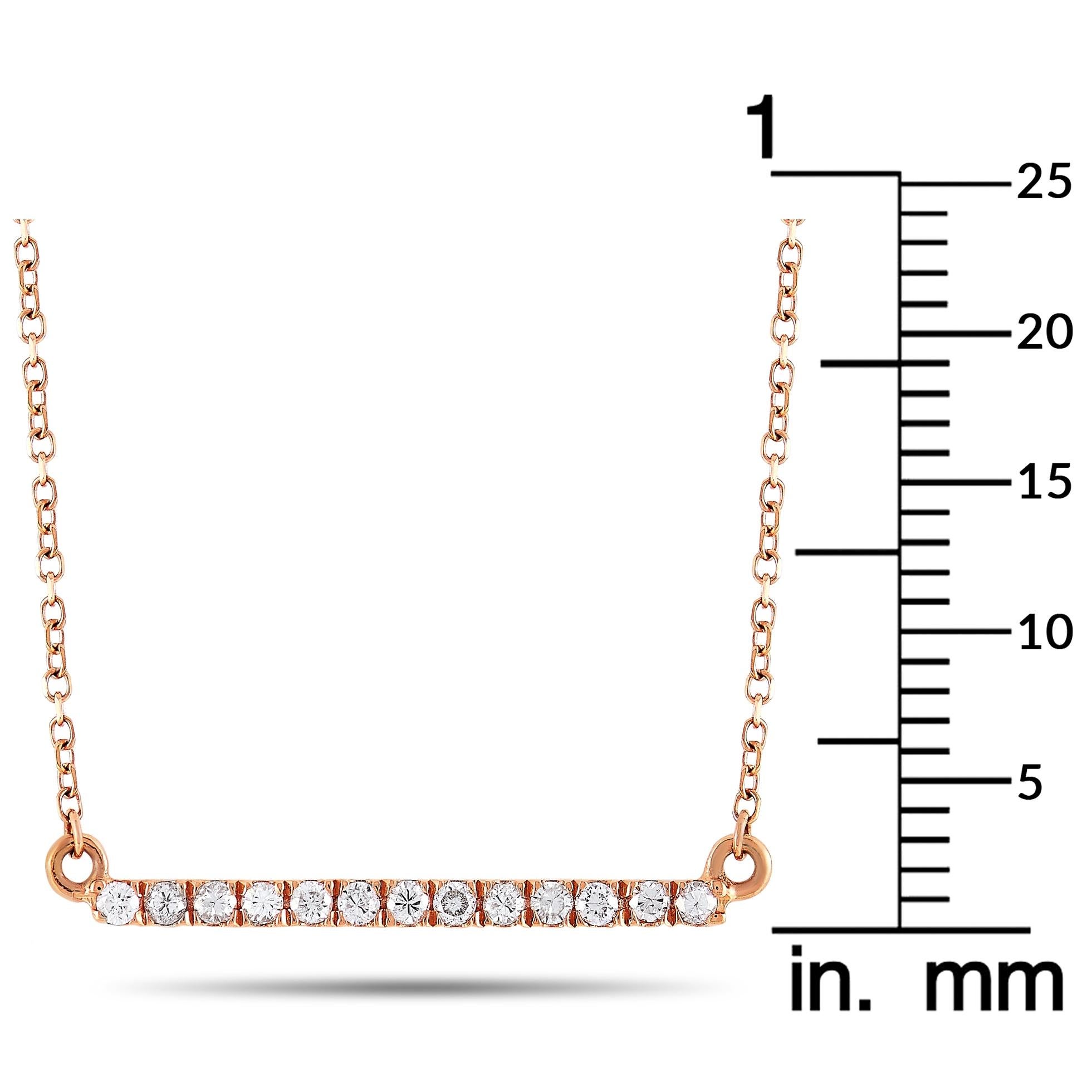 Round Cut LB Exclusive 18 Karat Rose Gold 0.13 Carat Diamond Pendant Necklace