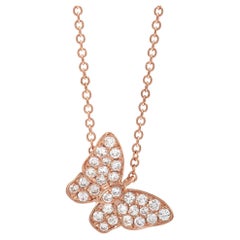 LB Exclusive 18K Rose Gold 0.25 Ct Diamond Butterfly Necklace