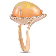 LB Exclusive 18K Rose Gold 0.35 Ct Diamond and Opal Ring