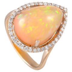 LB Exclusive 18K Rose Gold 0.35 Ct Diamond and Opal Ring