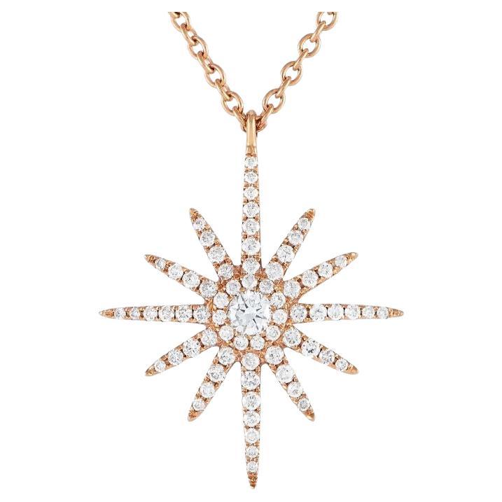 LB Exclusive Collier étoile en or rose 18 carats avec diamants de 0,40 carat