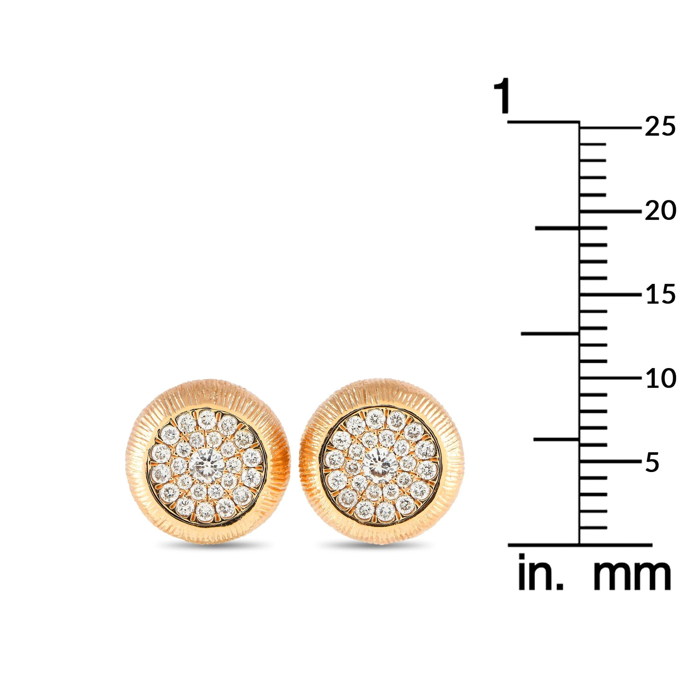 Round Cut LB Exclusive 18K Rose Gold 0.50ct Diamond Earrings For Sale