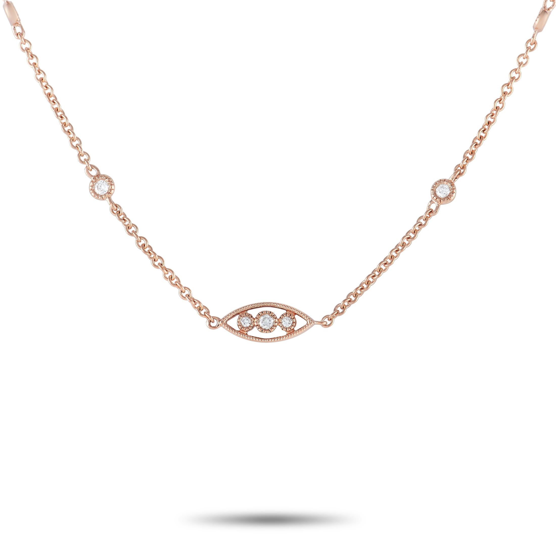 LB Exclusive 18K Rose Gold 0.61 Ct Diamond Necklace In Excellent Condition In Southampton, PA