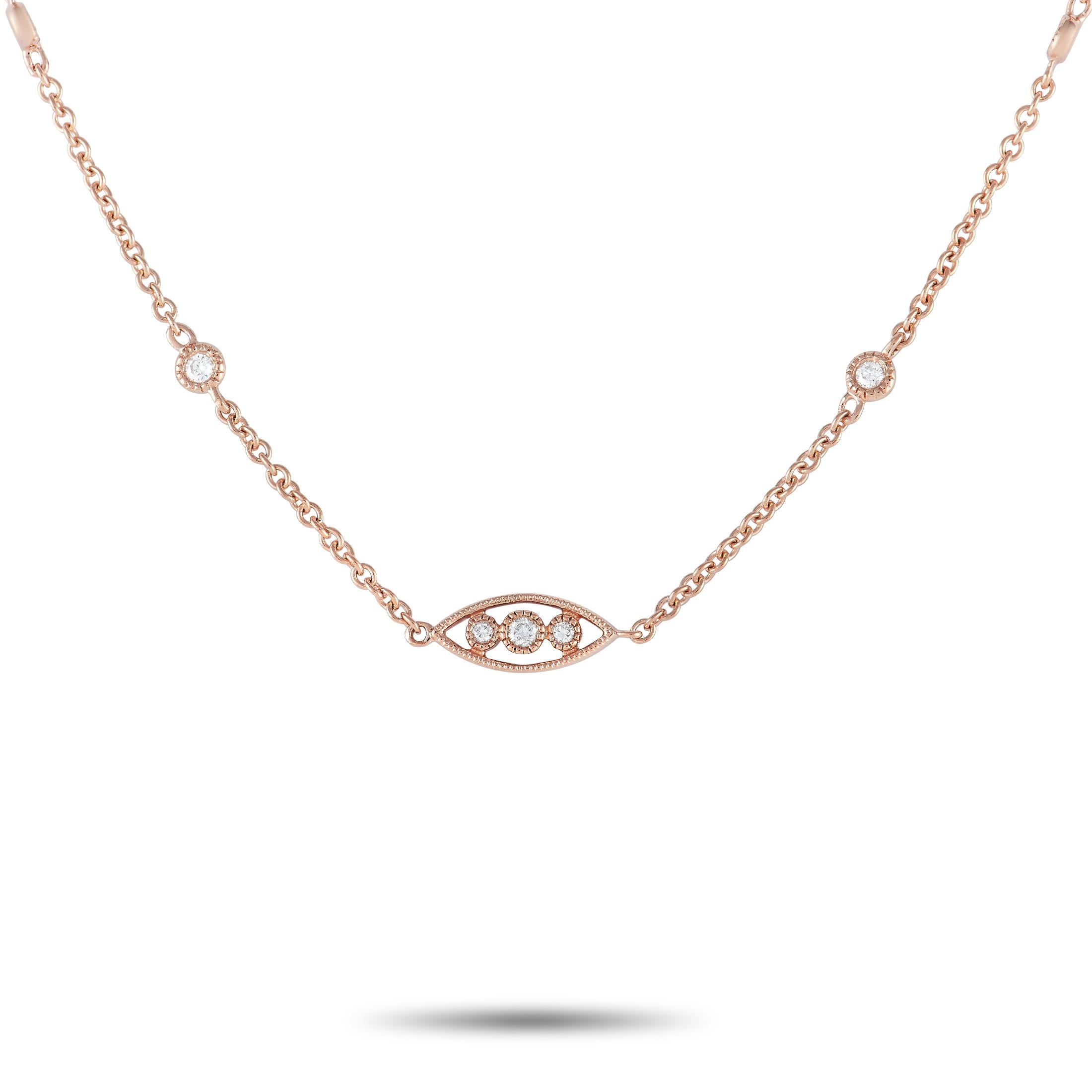 LB Exclusive 18k Rose Gold 0.61 Carat Diamond Necklace In Excellent Condition In Southampton, PA