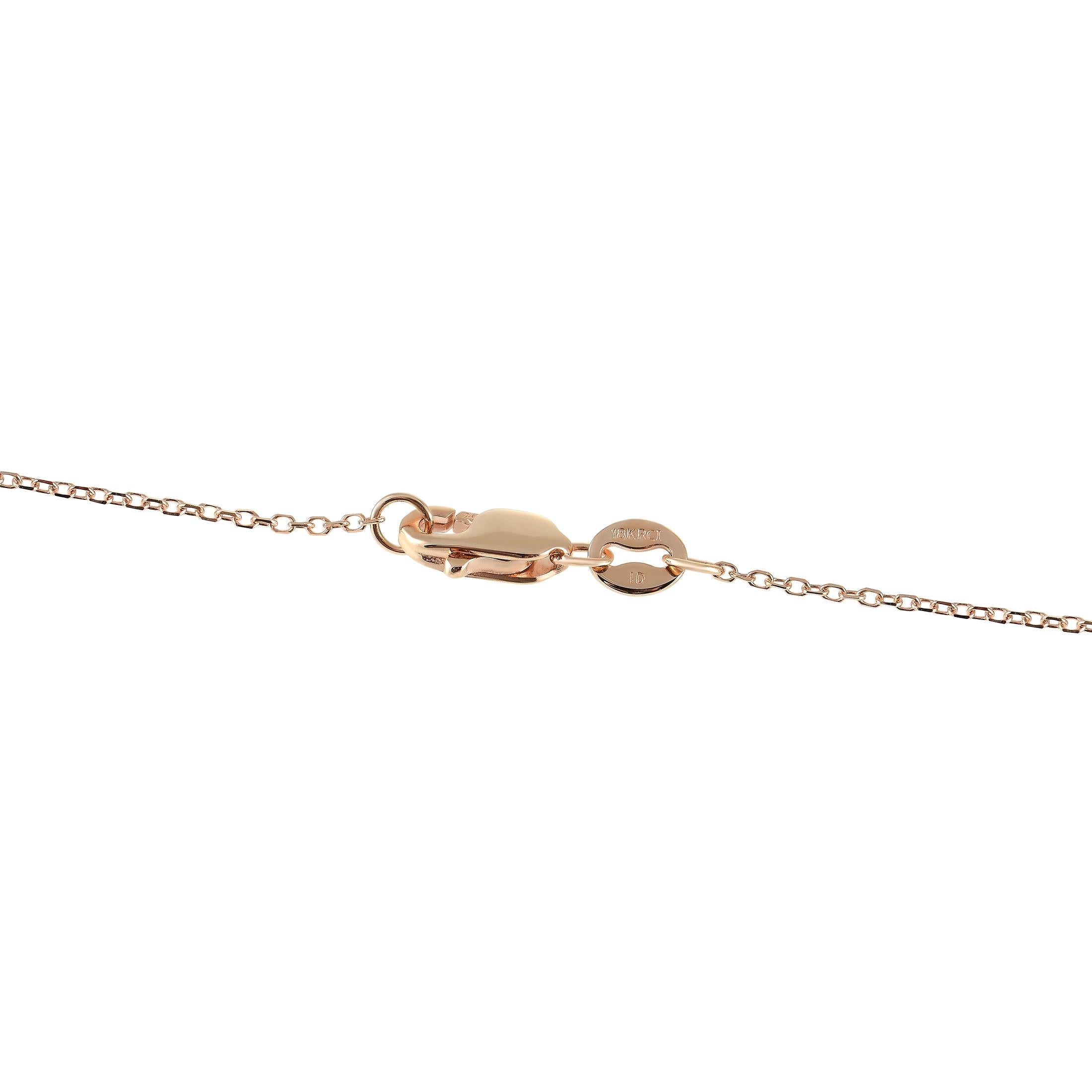 Taille ronde LB Exclusive Collier à épingle de sécurité en or rose 18 carats et diamants de 0,62 carat