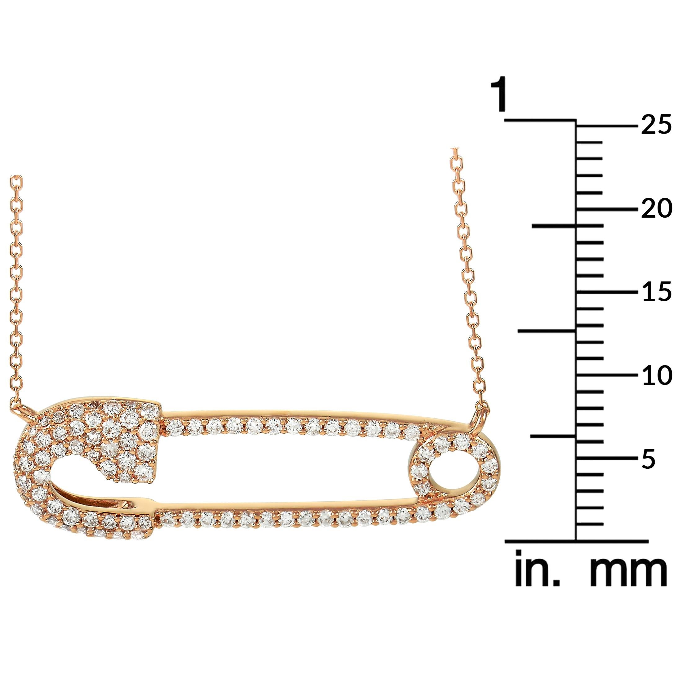 LB Exclusive Collier à épingle de sécurité en or rose 18 carats et diamants de 0,62 carat Neuf à Southampton, PA