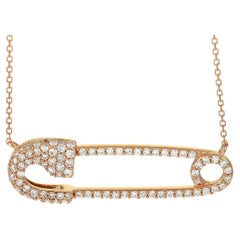 LB Exclusive 18K Rose Gold 0.62 ct Diamond Safety Pin Necklace