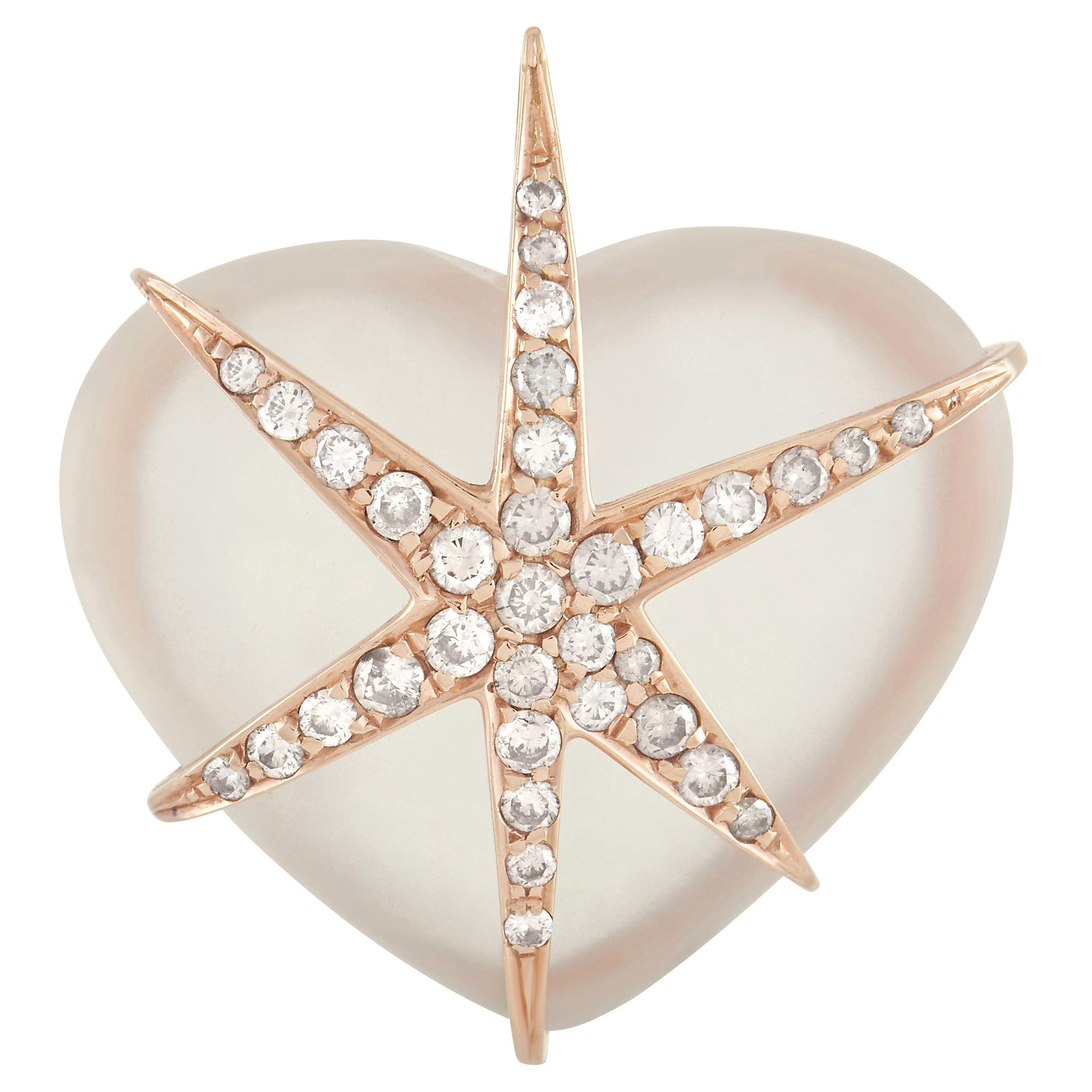 LB Exclusive 18K Rose Gold 0.65 Ct Diamond and Crystal Heart Pendant