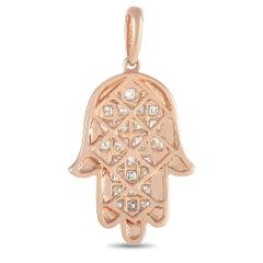 LB Exclusive 18K Rose Gold 0.90 Ct Diamond Hamsa Pendant