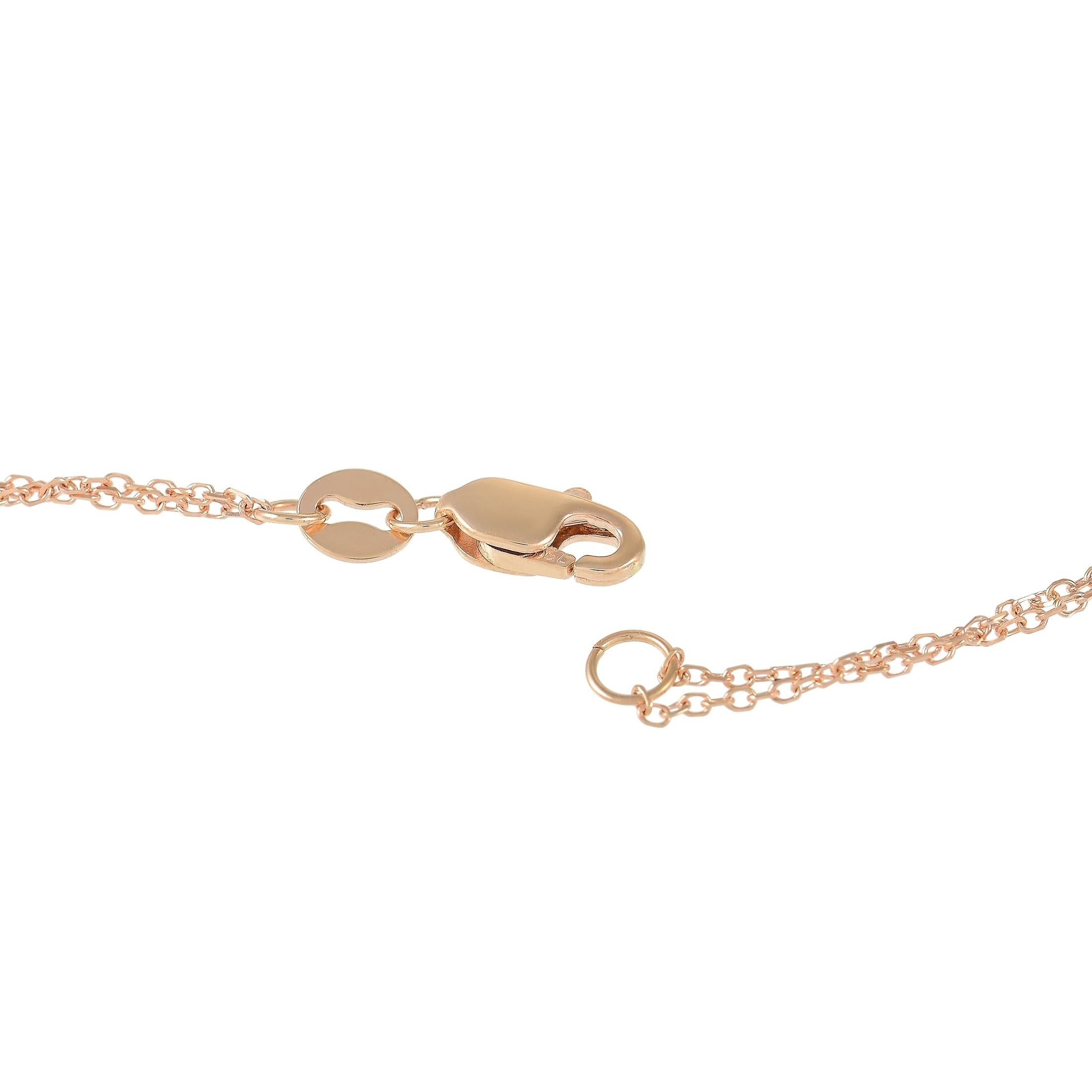 Round Cut LB Exclusive 18K Rose Gold 1.00 ct Diamond Safety Pin Bracelet For Sale