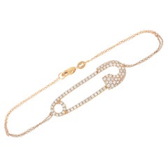 LB Exklusive 18 Karat Roségold 1,00 Karat Diamant Sicherheitsnadel-Armband