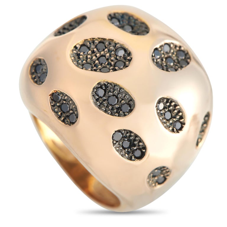 LB Exclusive 18k Rose Gold 1.09 Carat Black Diamond Dome Ring For Sale ...