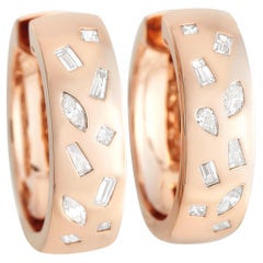 LB Exclusive 18K Rose Gold 1.40 Ct Diamond Hoop Earrings