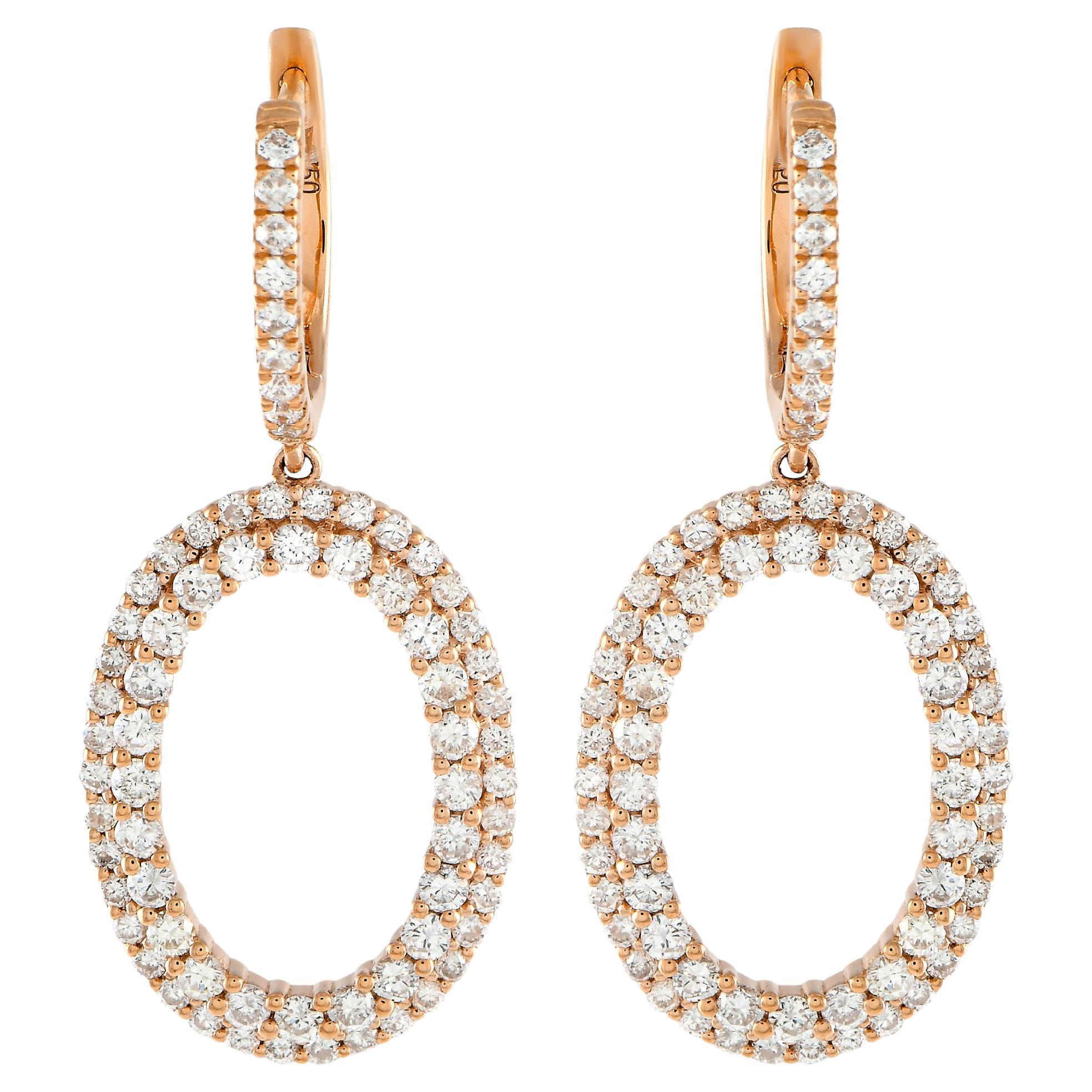 LB Exclusive 18K Rose Gold 1.40ct Diamond Drop Earrings