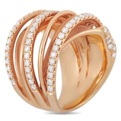 LB Exclusive 18 Karat Rose Gold 1.52 Carat Diamond Multi-Row Crossover Ring