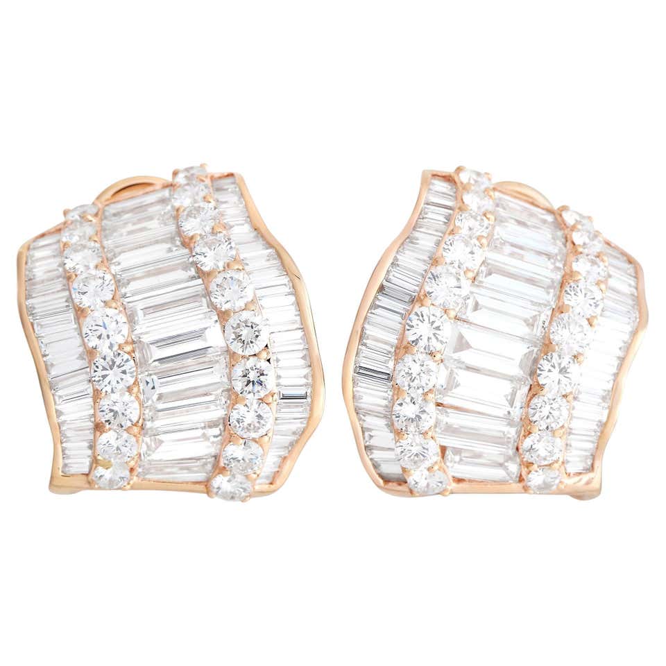 Enameled 18 Karat Rose Gold Diamond and Sapphire Earrings at 1stDibs