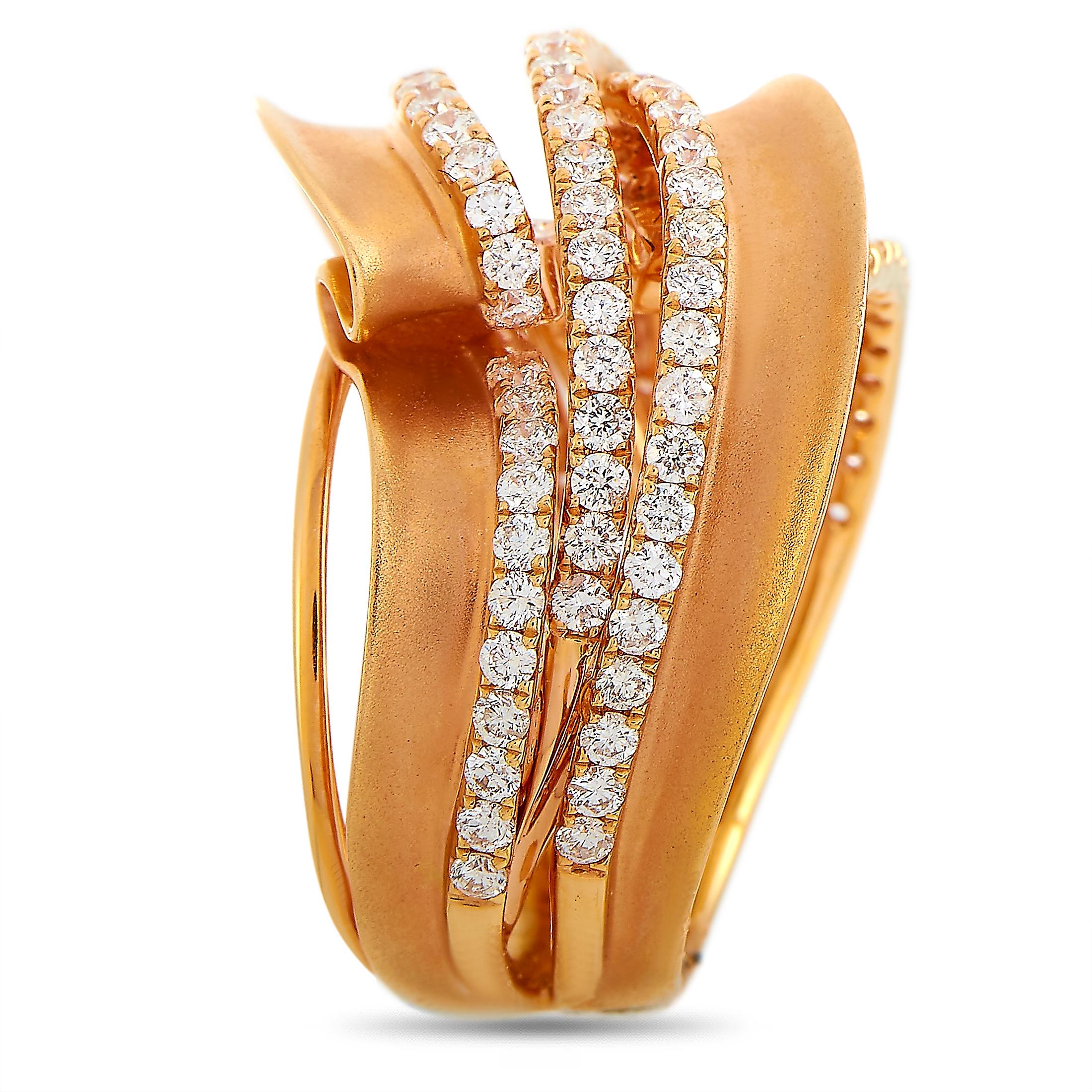 Round Cut LB Exclusive 18 Karat Rose Gold 1.65 Carat Diamond Ring
