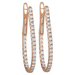 LB Exclusive 18K Rose Gold 1.70 ct Diamond Inside Out Oval Hoop Earrings