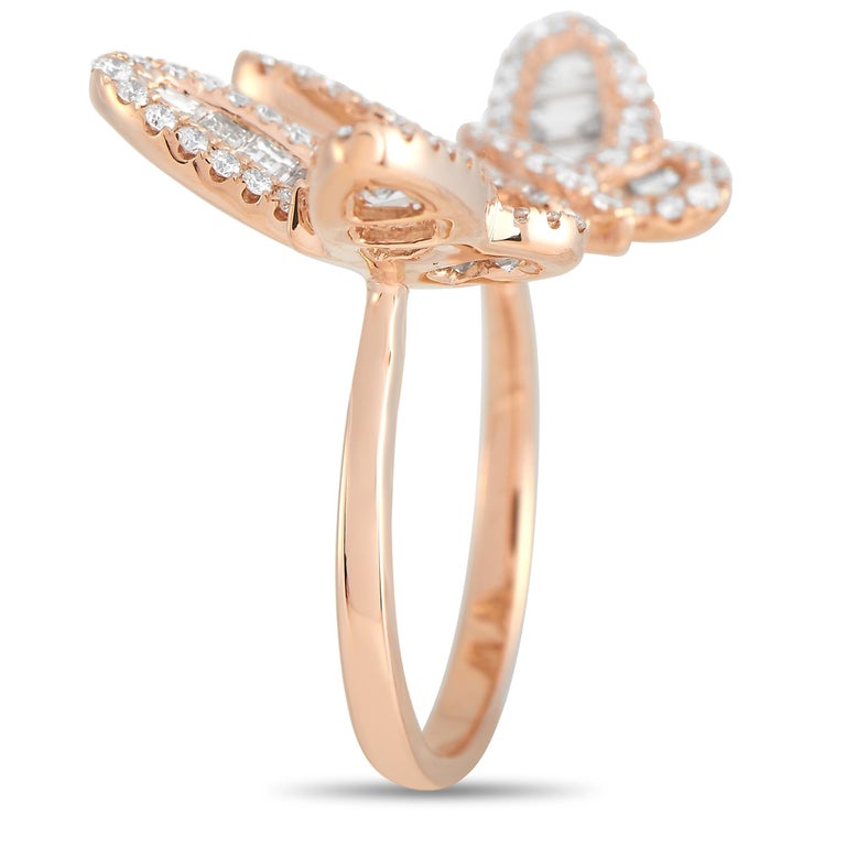 LB Exclusive 18K Rose Gold 2.00 Ct Diamond Butterfly Wrap Ring For Sale at  1stDibs