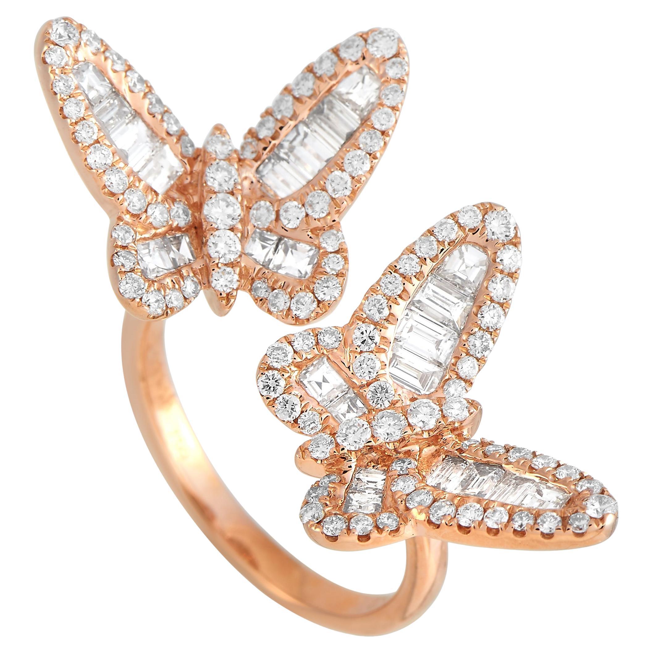 LB Exclusive 18K Rose Gold 2.00 Ct Diamond Butterfly Wrap Ring