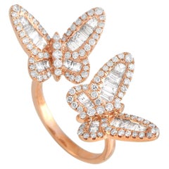 LB Exclusive 18K Rose Gold 2.00 Ct Diamond Butterfly Wrap Ring