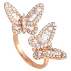 LB Exclusive: anello a fascia con farfalla in oro rosa 18 carati e 2,00 carati di diamanti